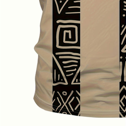 Men's Color Blocked Geometric Pattern 3D Printed T-shirt - Short Sleeved, Round Neck, Casual