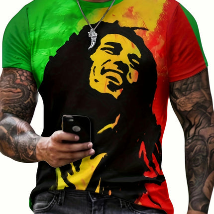 Graffiti Style 3D Digital Printed Crew Neck Short Sleeve T-shirt For Men, Casual Summer T-Shirt