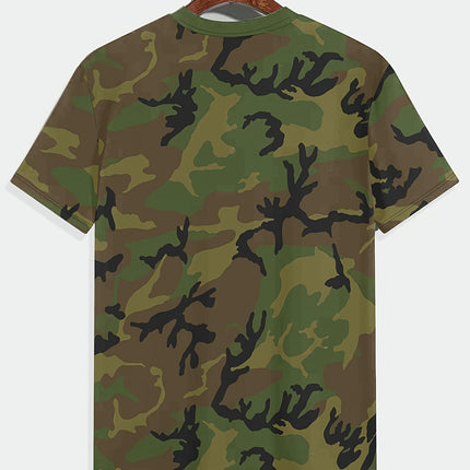 Men's Summer Comfy T-shirt, Camouflage Print Short Sleeve Tee, Casual Top For Daily Life