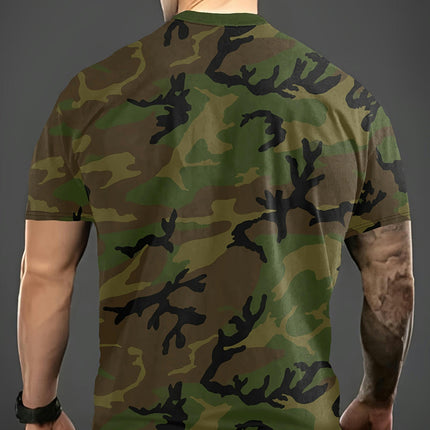 Men's Summer Comfy T-shirt, Camouflage Print Short Sleeve Tee, Casual Top For Daily Life