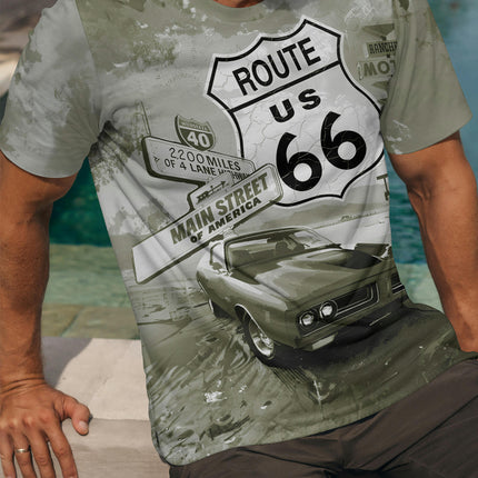 Men's Car Graphic Print T-shirt, Short Sleeve Crew Neck Tee, Men's Clothing For Summer Outdoor