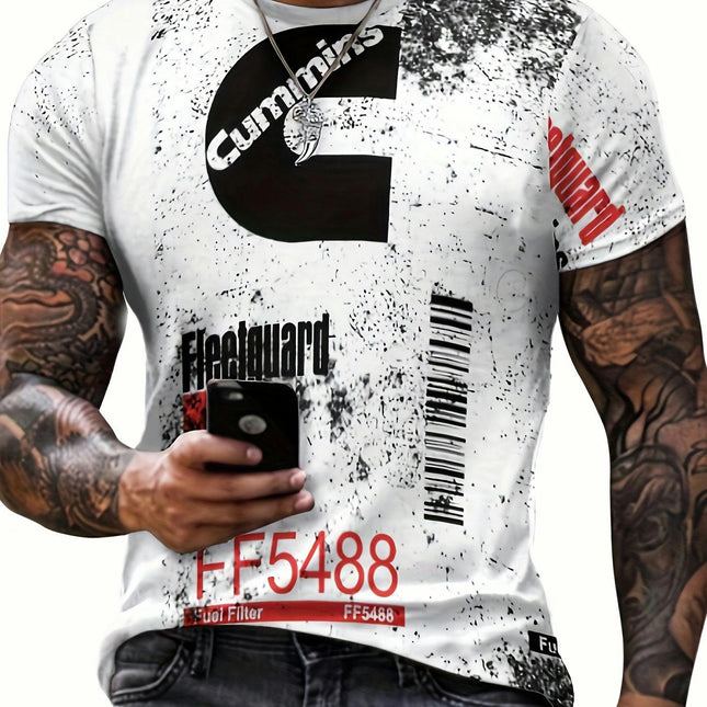 Men's Trendy Casual Crew Neck Graphic T-shirt With Exquisite Prints For Summer Outdoors And Daily