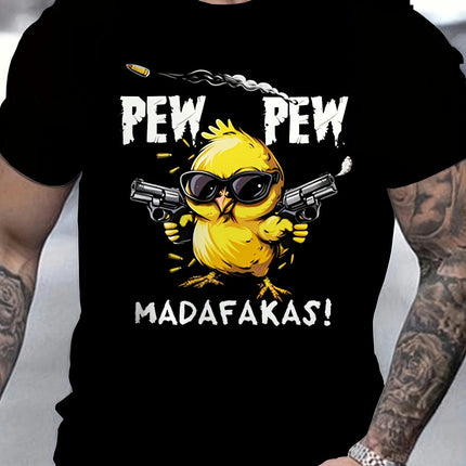 Pew Pew Madafakas Print Men's T-shirt 100% Cotton Short Sleeve T-Shirt Crew Neck T-Shirt