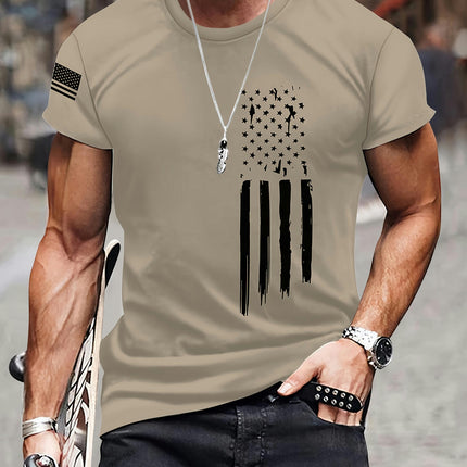 Men's Trendy Casual Crew Neck Graphic T-shirt With Stylish Prints For Summer Daily Wear