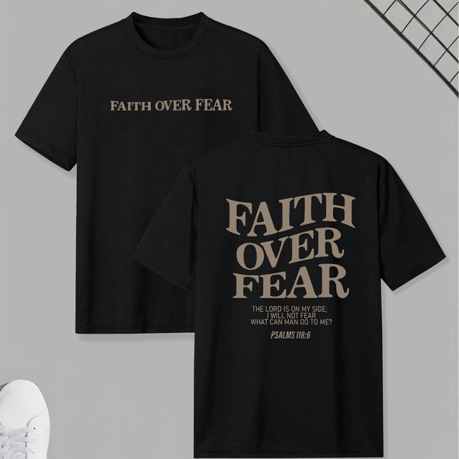 "Faith Over Fear" T-Shirt - Men's Casual Short Sleeve Tee with Geometric Pattern