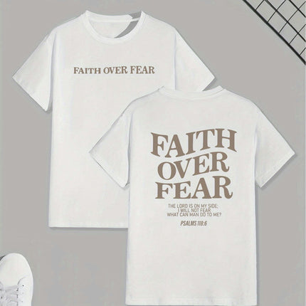 "Faith Over Fear" T-Shirt - Men's Casual Short Sleeve Tee with Geometric Pattern