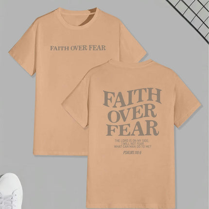 "Faith Over Fear" T-Shirt - Men's Casual Short Sleeve Tee with Geometric Pattern