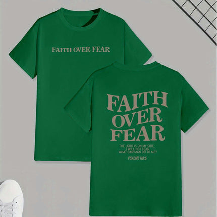 "Faith Over Fear" T-Shirt - Men's Casual Short Sleeve Tee with Geometric Pattern