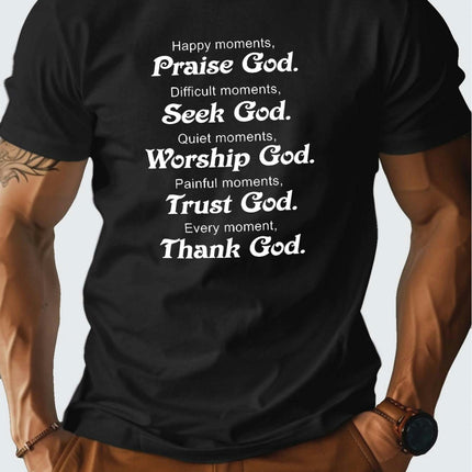 Summer Men's Printed Short-sleeved T-shirt Comfortable & Breathable Tops Praise God T-shirt