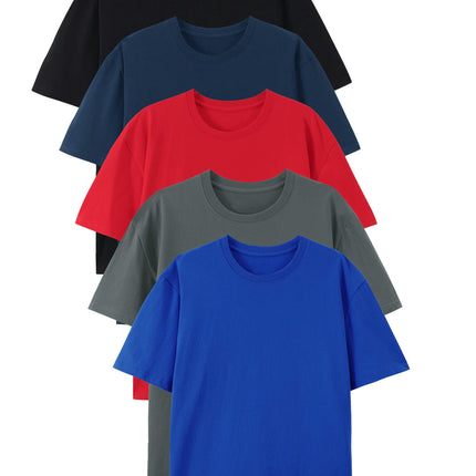 Men's Five-piece Cotton T-shirt Casual T-shirt Short-Sleeved Crewneck T-shirt, T-shirts in Summer