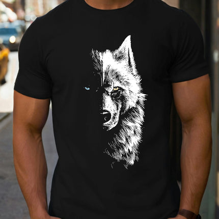 Wolf, Men's Pure Cotton T-shirt, Casual Short Sleeved Round Neck T-shirt T-shirt for Men's Clothing