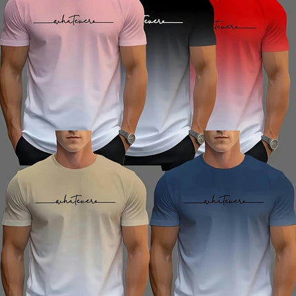 Men's Summer T-shirt Short Sleeve Tees Trend Casual Tops Men's Casual T-shirt Five Piece Set