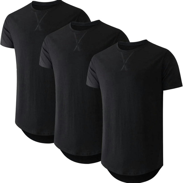 3pcs Men's Casual Sports Top Lightweight Round Neck Cotton T-shirt Short Sleeved Top