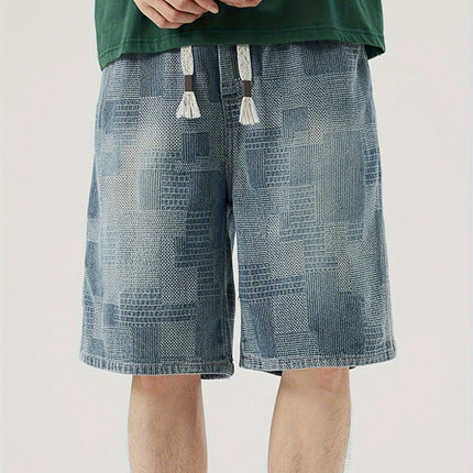 Men's Casual Loose Fit Denim Shorts, Knee-Length Jorts With Pockets, Summer Street Style