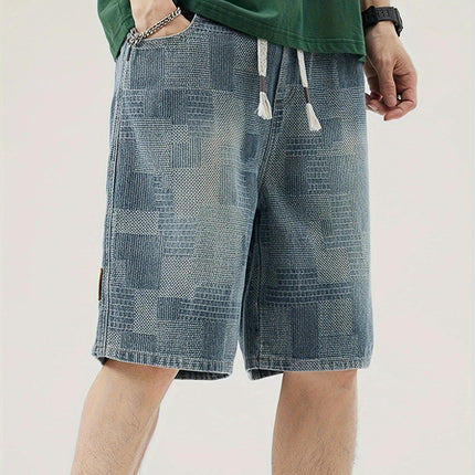 Men's Casual Loose Fit Denim Shorts, Knee-Length Jorts With Pockets, Summer Street Style