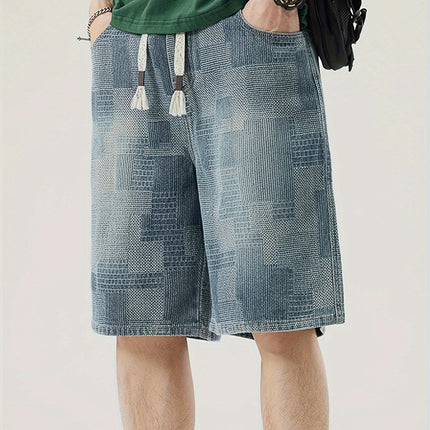 Men's Casual Loose Fit Denim Shorts, Knee-Length Jorts With Pockets, Summer Street Style