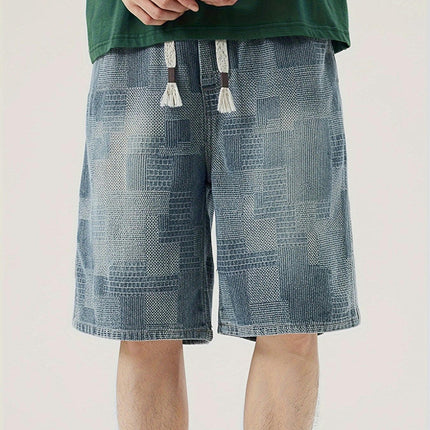 Men's Casual Loose Fit Denim Shorts, Knee-Length Jorts With Pockets, Summer Street Style