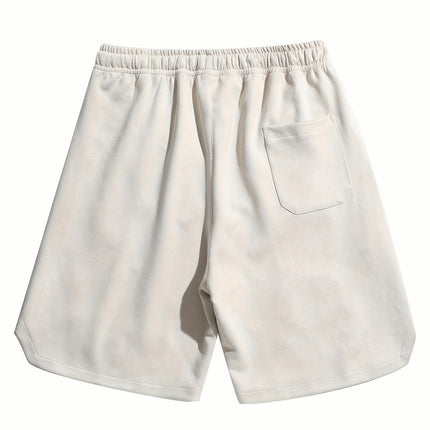 Men's Embroidery Pattern Shorts with Pockets-Casual Elastic Waist Drawstring for Summer Outdoor