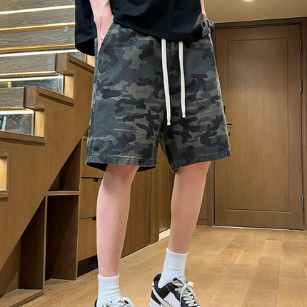 Men's Summer Camo Cargo Shorts-Lightweight,Loose-Fit Denim with Pockets,Casual Mid-Thigh Length