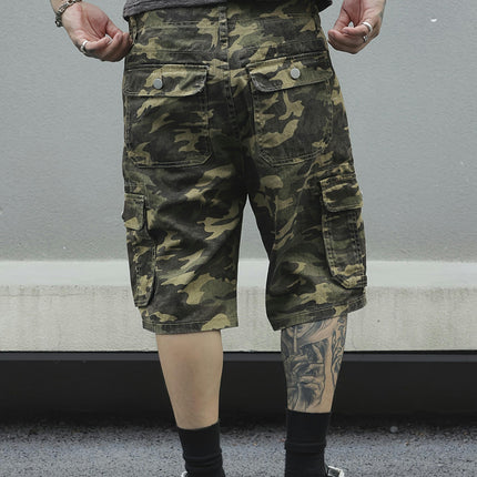 Men's Camo Pure Cotton Denim Cargo Shorts  Regular Fit Denim Shorts, Outing And Daily Wear