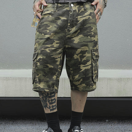 Men's Camo Pure Cotton Denim Cargo Shorts  Regular Fit Denim Shorts, Outing And Daily Wear