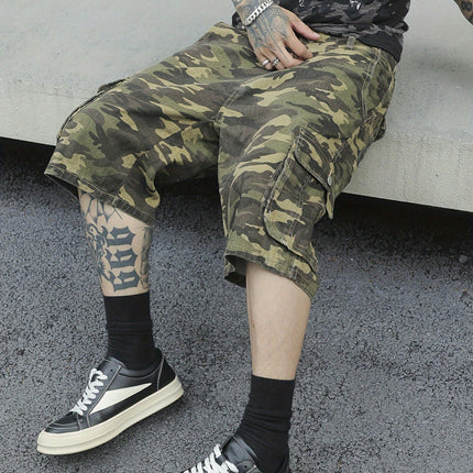 Men's Camo Pure Cotton Denim Cargo Shorts  Regular Fit Denim Shorts, Outing And Daily Wear