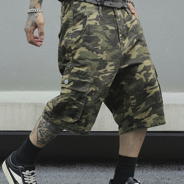 Men's Camo Pure Cotton Denim Cargo Shorts  Regular Fit Denim Shorts, Outing And Daily Wear