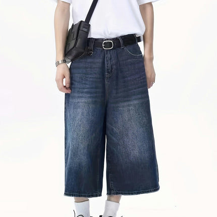 Summer Vintage Vintage Denim Shorts Men Niche Wide Wide Wide Straight Seven-point Pants