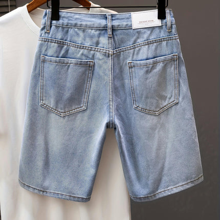 Summer Jorts For Daily Life Men's Casual Denim Shorts With Creative Pattern