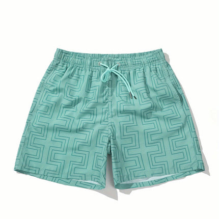 Geometric Board Shorts - Men's Drawstring Casual Shorts for Summer Beach and Sports Wear