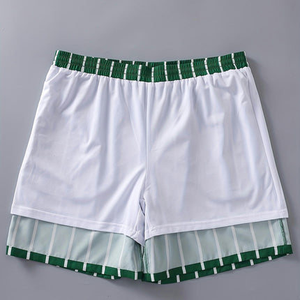 Summer Striped Drawstring Shorts Beach and Daily with Pockets and Adjustable Waistband for Men