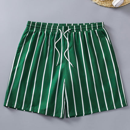 Summer Striped Drawstring Shorts Beach and Daily with Pockets and Adjustable Waistband for Men