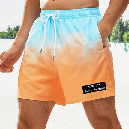 Tie Dye Men's Casual Loose Drawstring Shorts With Pockets For Summer Beach Sports