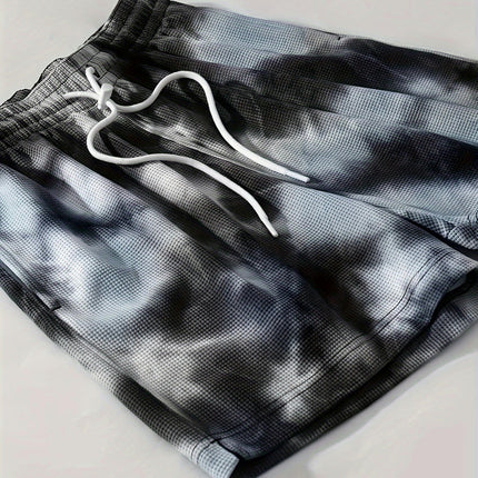 Vibrant Tie Dye Print Compression Shorts Drawstring Summer Casual Daily Breathable Shorts