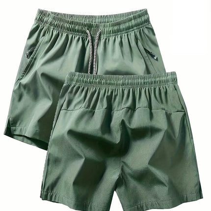 Men's Quick-Dry Athletic Shorts with Zipper Pockets Casual & Sporty Drawstring Waist