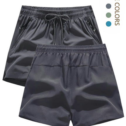 Men's Quick-Dry Athletic Shorts with Zipper Pockets Casual & Sporty Drawstring Waist