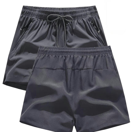 Men's Quick-Dry Athletic Shorts with Zipper Pockets Casual & Sporty Drawstring Waist