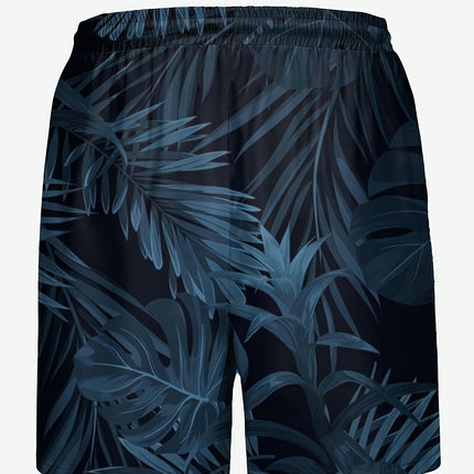 Men's Hawaiian Graphic Shorts With Drawstring Shorts For Summer Beach, Pool And Vacation