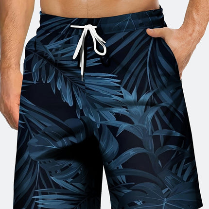 Men's Hawaiian Graphic Shorts With Drawstring Shorts For Summer Beach, Pool And Vacation