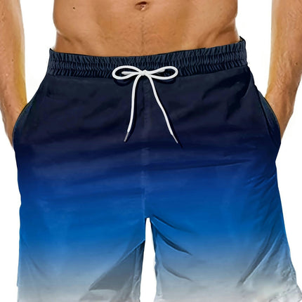 Summer 3D Print Drawstring Shorts Beach Swim Shorts for Men - Perfect for Casual Sports