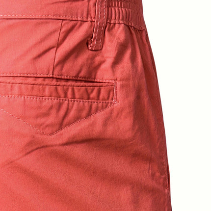 Men's Classic Cotton Chino Shorts-Easy-Care, Breathable with Elastic Waist, and Slant Pockets