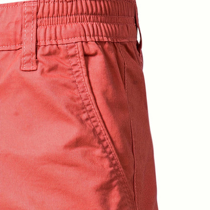 Men's Classic Cotton Chino Shorts-Easy-Care, Breathable with Elastic Waist, and Slant Pockets