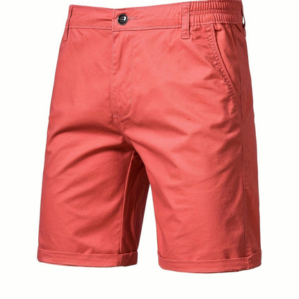 Men's Classic Cotton Chino Shorts-Easy-Care, Breathable with Elastic Waist, and Slant Pockets