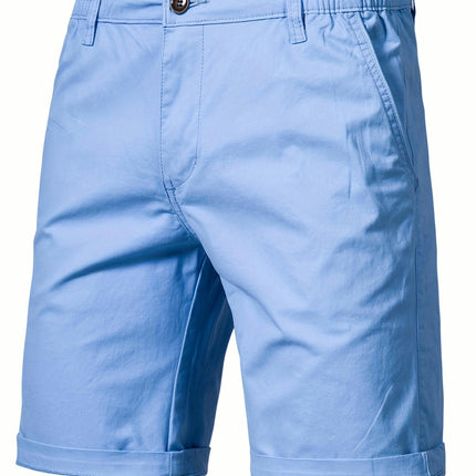 Men's Classic Cotton Chino Shorts-Easy-Care, Breathable with Elastic Waist, and Slant Pockets