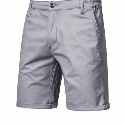 Men's Classic Cotton Chino Shorts-Easy-Care, Breathable with Elastic Waist, and Slant Pockets