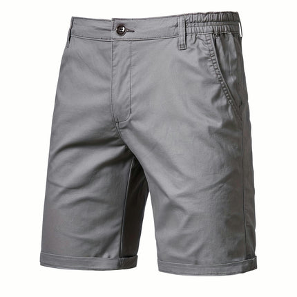 Men's Classic Cotton Chino Shorts-Easy-Care, Breathable with Elastic Waist, and Slant Pockets