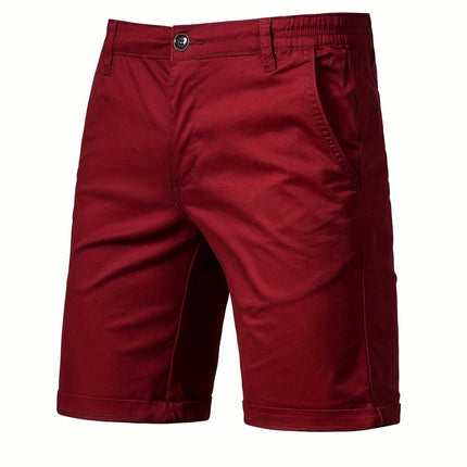 Men's Classic Cotton Chino Shorts-Easy-Care, Breathable with Elastic Waist, and Slant Pockets