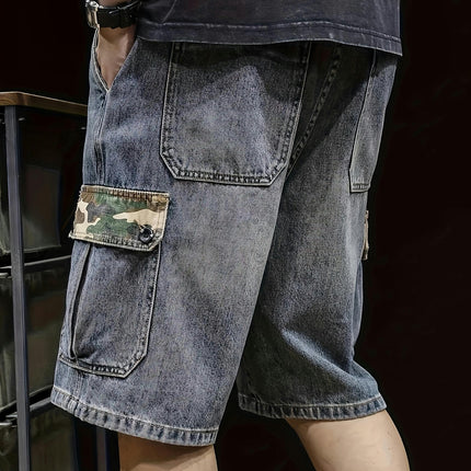 Men's Camouflage Denim Shorts With Multi Pockets, Casual Jorts For Summer Outdoor Activities