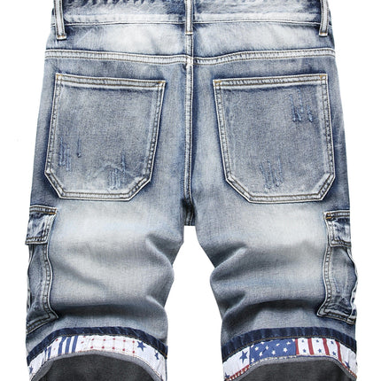 Men's Stars & Stripes Print Jorts, Summer Casual Denim Shorts For Males, Outdoor Daily Life