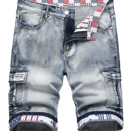 Men's Stars & Stripes Print Jorts, Summer Casual Denim Shorts For Males, Outdoor Daily Life